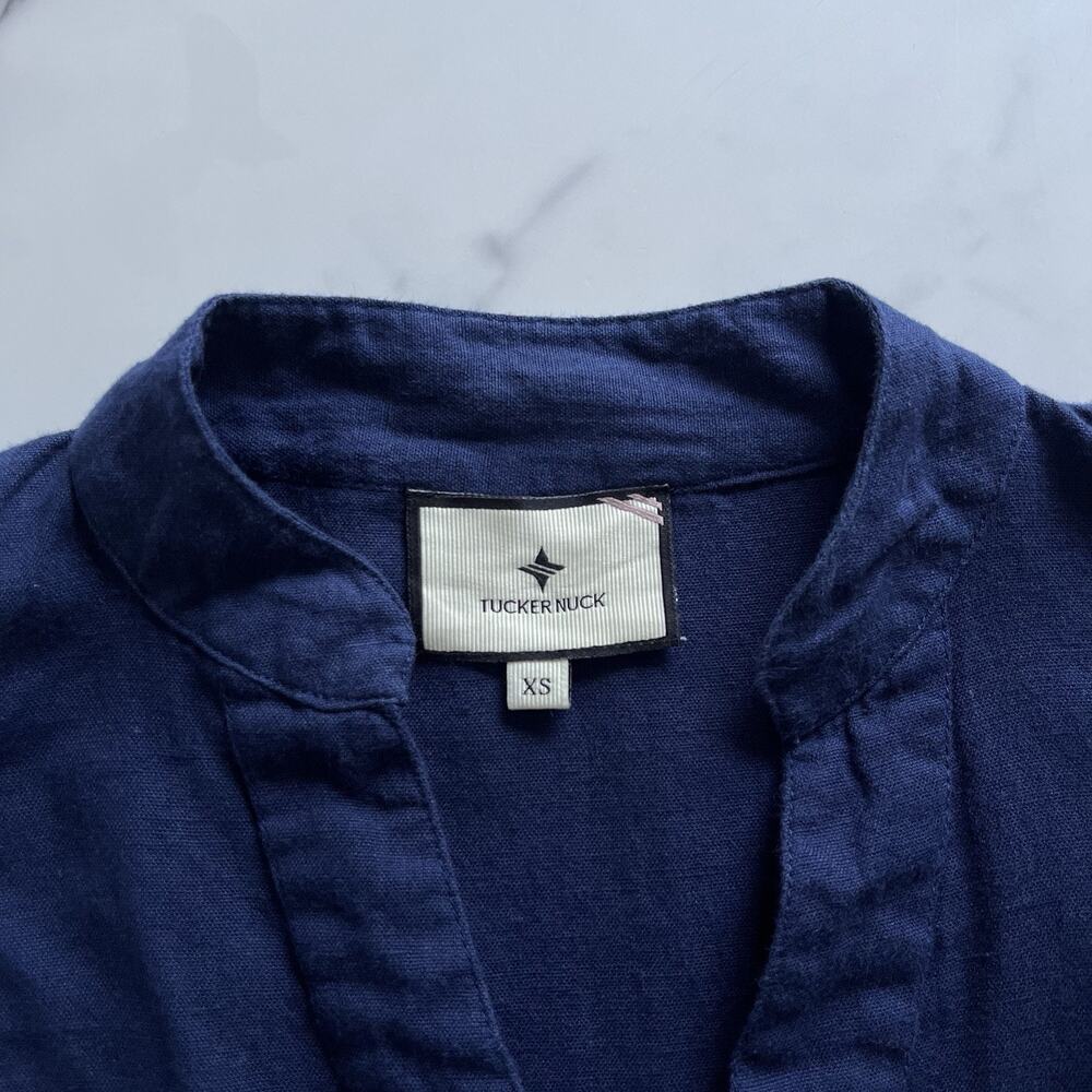 Tuckernuck Piper lace Blouse Navy Sz XS peasant feminine Nautical french chic - Picture 3 of 11